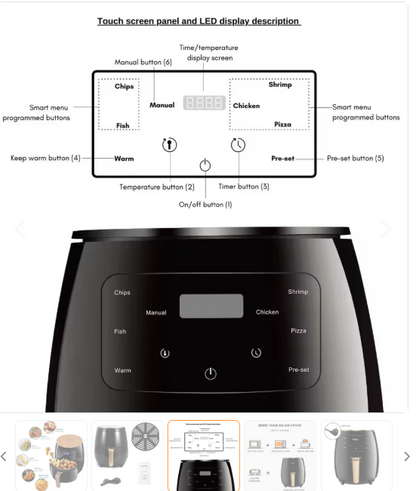 AirJoy™ Freidora De Aire Inteligente 6l